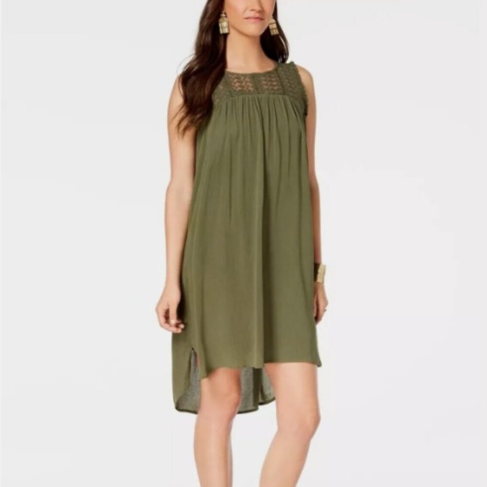 Style & Co Fringe-Trim High-Low Dress Oliva PM NWT